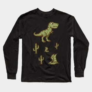 Vintage cute Trex & pterodactyl with Cactuses Long Sleeve T-Shirt